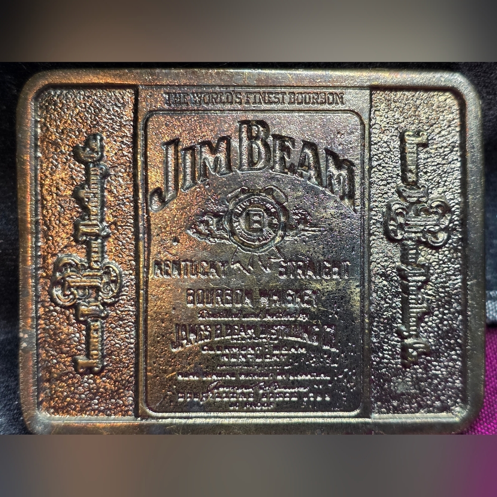 Rare Vtg '78 Jim Beam Mens Belt Buckle James Lind B-11 Wyoming Studio Metal